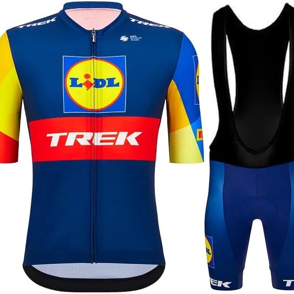 TREK LIDL Retro Style Cycling Set Verão Short Cycling Jersey Top Verão Mtb Bdc