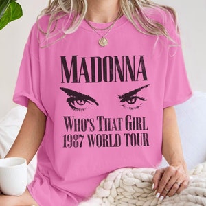 MADONNA TOUR T-SHIRT - Vintage 80s inspired fan tee shirt Pink Who's That Girl Print Celebration Gift Merch Y2k