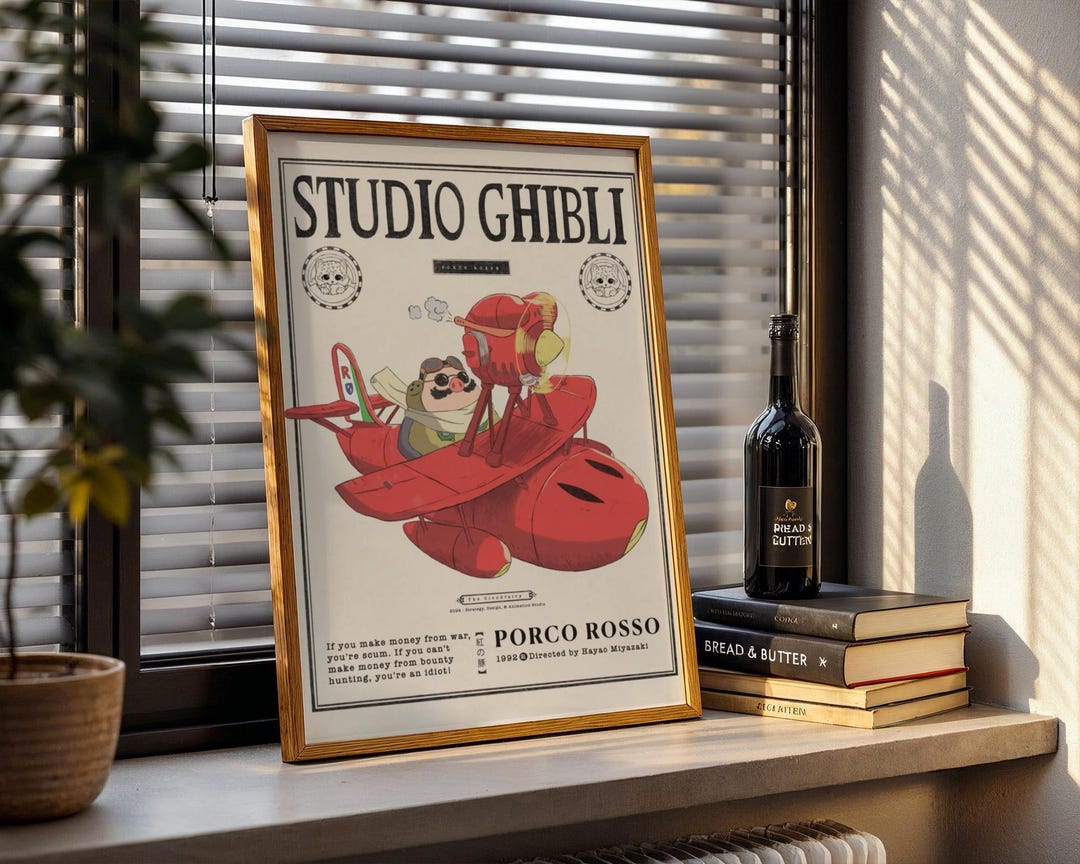 Porco Rosso Poster | Studio Ghibli Wall Art | Anime Movie Print ...
