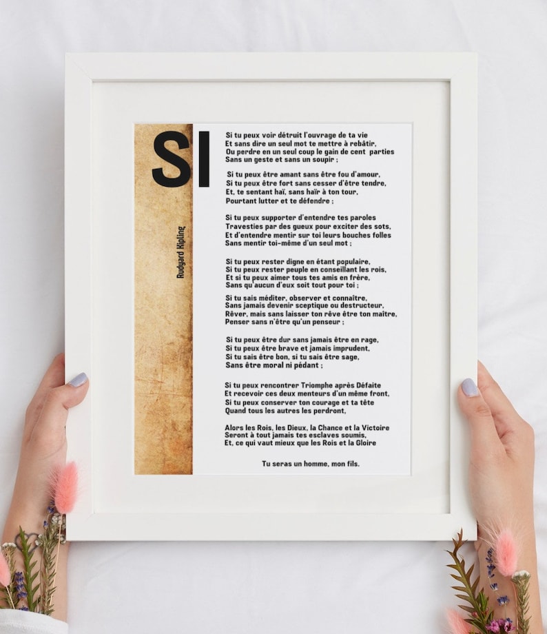 Affiche Si poème de Rudyard Kipling, poster poème tu seras un homme mon fils Etsy France