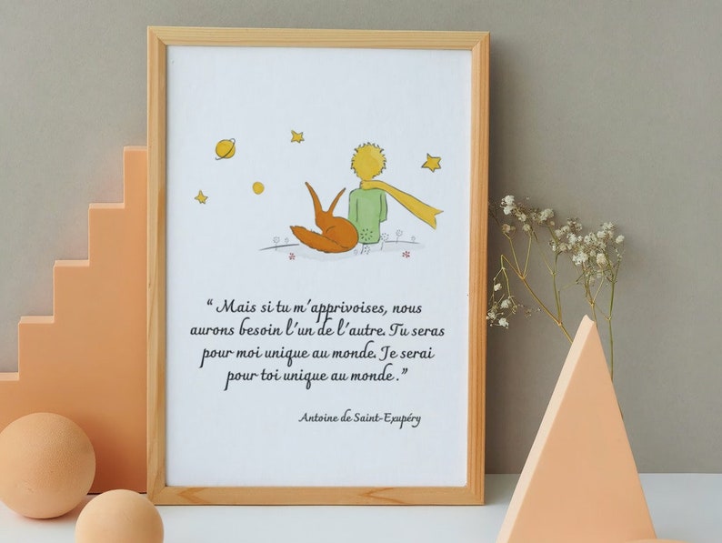Affiche Le Petit Prince citation extraite du livre d'Antoine de Saint
