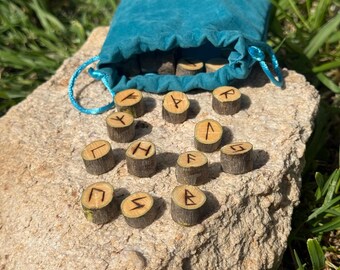 Set of Mini Runes of the Elder Futhark in Olive Wood