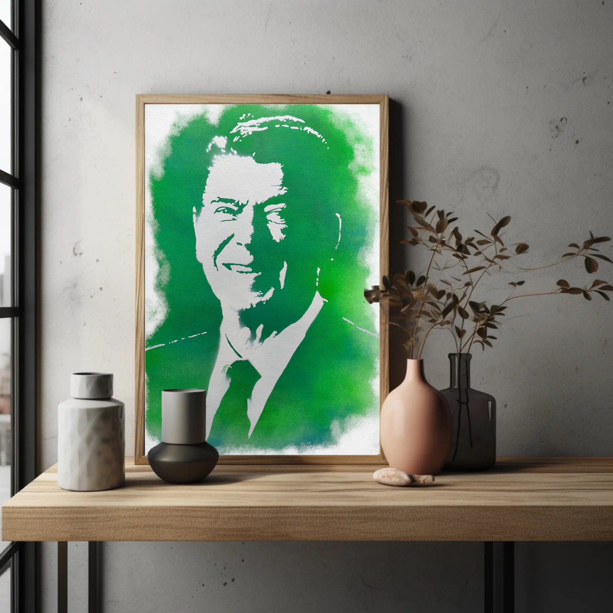 Ronald Reagan Portrait Print Digital Download Spray Paint - Etsy