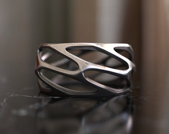 Parametric Design 925 Sterling Silver Ring - Modern Artistry Jewelry, Handcrafted Algorithmic Pattern, Gift for Design Lovers, Innovators