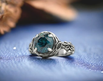 Elegant 925 Sterling Silver Tree Branch Ring with Gemstone, Nature-Inspired Handcrafted Jewelry, Unique Botanical Design