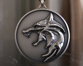 Exquisite Wolf School Necklace in 925 Sterling Silver, Inspired by Witcher Lore, Perfect for Gamers and Fantasy Enthusiasts