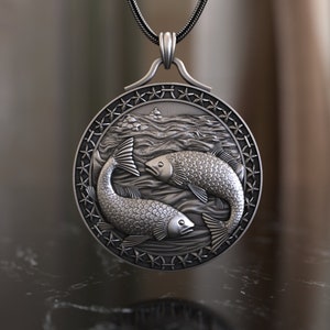 Elegant Pisces Zodiac Sign Necklace, 925 Sterling Silver, Artistic Fish Pendant, Astrology-Inspired Water Sign Jewelry imagen 1