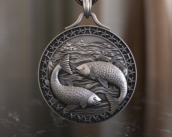 Elegant Pisces Zodiac Sign Necklace, 925 Sterling Silver, Artistic Fish Pendant, Astrology-Inspired Water Sign Jewelry