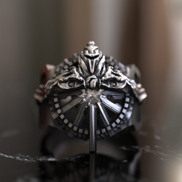 Ring of the Legend Lucii, Final Fantasy Inspired, Handcrafted 925 Sterling Silver Jewelry, Unique Fantasy Design, Perfect Gift for Gamers