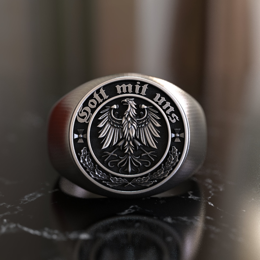 Gott Mit Uns 925 Sterling Silver Ring Historic Emblem Jewelry ...