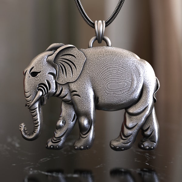 Graceful 925 Sterling Silver Elephant Necklace, Expertly Handcrafted Wildlife-Inspired Pendant, Ideal for Animal Lovers and Collectors