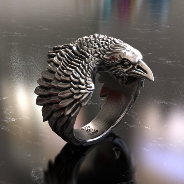 Raven 925 Sterling Silver Ring - Mystical Bird-Inspired Jewelry, Handcrafted Dark Elegance Design, Gift for Nature and Mythology Enthusiasts