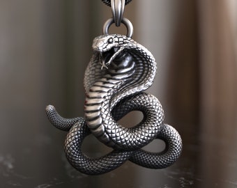 Cobra Snake 925 Sterling Silver Handcrafted Serpent Pendant Mystical  Bold Jewelry, Striking Accessory for Edgy Fashion  Unique Style Lovers