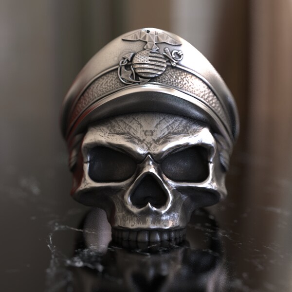 Veteran Skull Ring - 925 Sterling Silver - Military Honor Tribute - Unique Service Commemoration - Perfect for Brave Hearts Limited Edition