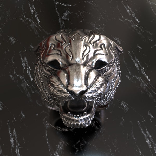 Asian Tiger 925 Sterling Silver Ring - Exquisite Craftsmanship, Symbol of Strength & Elegance, Perfect for Lovers of Unique Silver Jewelry