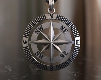 925 Sterling Silver Stunning Compass Necklace - Navigational Charm for Adventurers - Handmade Jewelry for Travel Lovers & Wanderlust Souls