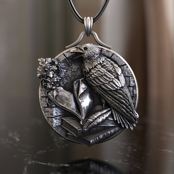 Mystical Raven Necklace - 925 Sterling Silver Pendant - Enchanting Handcrafted Bird Pendant, Perfect for Nature and Mythology Jewelry Lovers