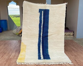 Moroccan Rug 9x12 , Beni Ourain Rug 9x12 , Azilal Rug For Bedroom , Living Room Rug 8x10 , Custom White blue  Rug , Custom Rug Moroccan #C38