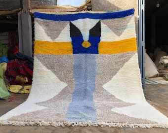 custom blue grey rug moroccan area rug- Beni Ourain Rug Soft and Fluffy Rug, High Pile Moroccan Rug berber wool rug- Beni Ourain Rug  -C22