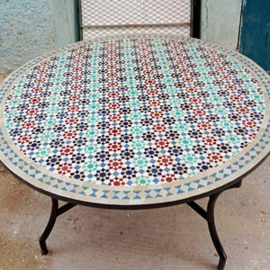 Emerald Turquoise Mosaic Table Mosaic Table Art Mid Century Mosaic Table Handmade Coffee Table For Outdoor & Indoor T4 zdjęcie 1