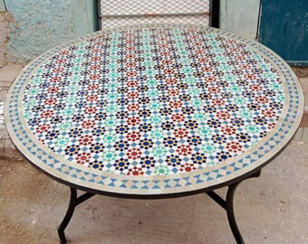 Mosaik gelber Tisch - Mosaik -Tischkunst - Mitte des Jahrhunderts Mosaik -Tisch - handgefertigter Couchtisch für Outdoor & Innenräume, T3, T