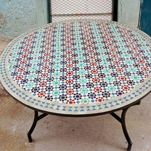 Emerald Turquoise Mosaic Table Mosaic Table Art Mid Century Mosaic Table Handmade Coffee Table For Outdoor & Indoor T4 zdjęcie 5