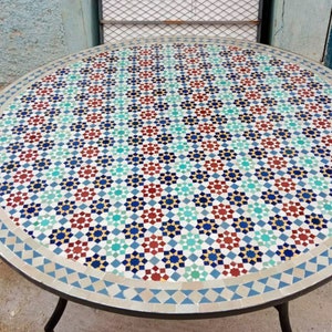 Emerald Turquoise Mosaic Table Mosaic Table Art Mid Century Mosaic Table Handmade Coffee Table For Outdoor & Indoor T4 zdjęcie 8