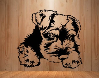 Miniature Schnauzer SVG, Silhouettes dxf, Dog Peeking SVG for Cricut, Schnauzer clipart, png Cut file, iron on, vector, vinyl shirt design