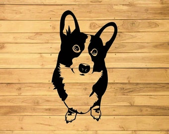 Corgi svg, dog svg, Cute Corgi dxf, face, head, body, peeking, download, cricut, clipart, png, vector, laser cut, dxf files for cnc