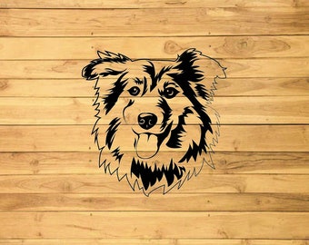 Border Collie SVG, Fichier SVG de chien pour Cricut, Visage, Pattes de tête furtives, Race, Plasma Dxf CNC, Peekaboo, Laser Cut Vector Clipart, Png Télécharger