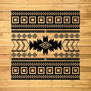 Aztekenmuster-SVG-Bundle, nahtlose digitale Schnittdateien mit Stammesbordüre, DXF- und PNG-Cliparts