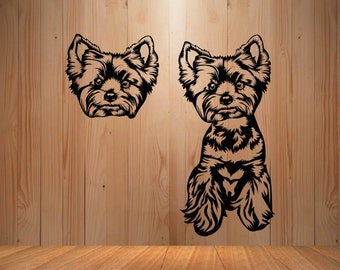 Yorkshire Terrier svg, Peeking yorkie svg, yorkshire svg, vector svg for cricut, clipart, shirt design vinyl, Dog Cut file, laser cnc file