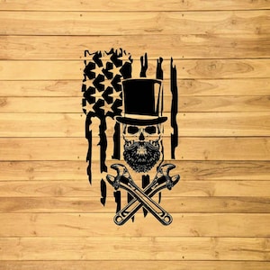 US Skull Mechanic Svg | Mechanic Frag | Patriotic Skull Svg | Skull Mechanic Svg | Wrenches Svg | Mechanic Skull Png | Cutting Files