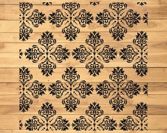 Hueso Cráneo mortal Damasco Patrón sin costuras, Barroco, Vintage, Victoriano, Diseño personalizado gótico / SVG, DXF, PNG Descargar para Cricut, Silueta