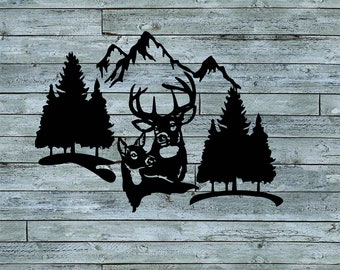 Deer Svg Cutfile for Sublimation | Hunting Badge dxf | Instant Download | Buck Logo | Whitetail Clipart | Woodland Animal Camping