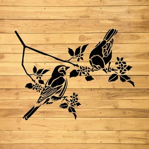 Oiseaux Svg | Oiseaux sur les branches Svg | Silhouette d&#39;oiseau | Oiseaux et branche| Troupeau d&#39;oiseaux Svg | Silhouette d&#39;oiseaux Svg | Oiseau en silhouette d&#39;arbre