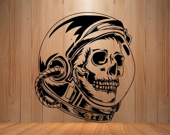 Halloween Astronaut Skull SVG | Cosmonaut SVG | Gothic T-Shirt Vinyl Stencil Graphic | Cricut Cut File Printable Clipart Vector Digital.