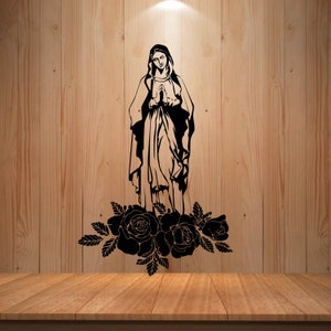Virgen de Guadalupe with Roses SVG PNG File, Virgin Mary Svg, Mother Mary Svg, Lady of Guadalupe, Virgin of Mexico Digital Flie For Cricut.