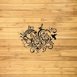 Kolibri Blumen Herz-Svg-Datei | Blumen-Svg | Kolibri Clipart | Kolibri SVG | SVG Png Eps Dateien für Cricut Silhouette Printable