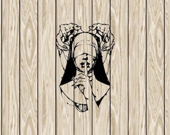 Nun Svg | Halloween Clipart | Possessed Nun Cut File | Scary Horror Nun Stencil | Evil Sister T-shirt Design | Creepy Nun Dxf | Exorcist Png