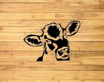 Flower, Cows Svg Cricut, Heifer Png, Funny Farm Animal Clipart Download, Face Head Laser Cut Vector, Cnc DXF Plasma, Farmhouse Printable Art