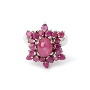 Floral Ruby Statement Ring | Sterling Silver Cluster Gemstone Jewelry