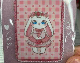 Kawaii BunBun &quot;Pink BunBun&quot; Magnetic Bookmark/ Laminated Bookmark, Cute Bookmark, Gifts for Reading Lovers