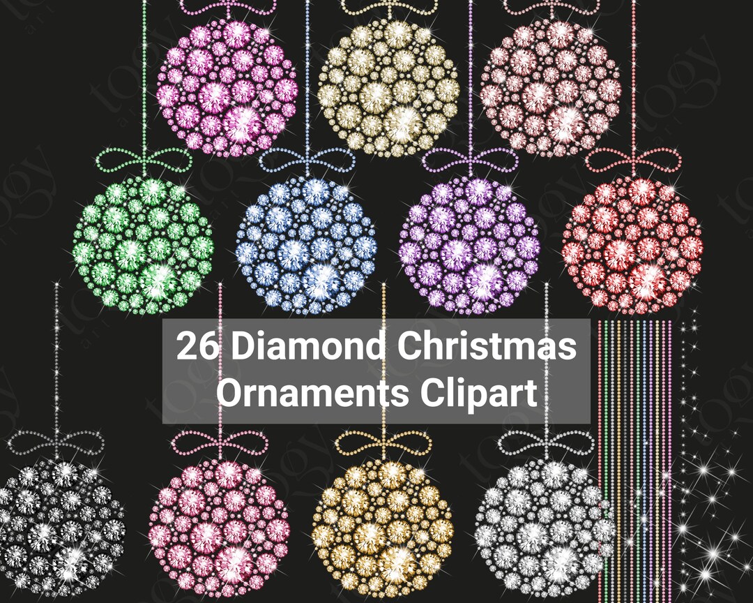 Diamond Christmas Ornaments Clipart PNG, Gold, Silver, Pink, Green ...