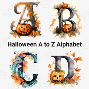 26 PNG Watercolor Halloween Alphabet Clipart, Gothic Letters Illustration Clip art, Dark Fantasy Alphabet png, Creepy Typography Sublimation