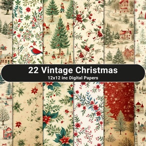 Druckbare Vintage Weihnachten Digital Papier, Weihnachten Ephemera, Fantasy Noel Xmas Seiten, Download Junk Journal, Scrapbooking, Kartenherstellung