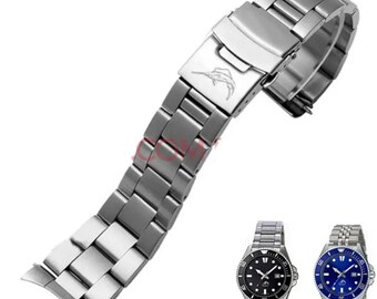 3 Styles 22mm Diving Steel Metal Strap For Casio Duro Mdv107-1A