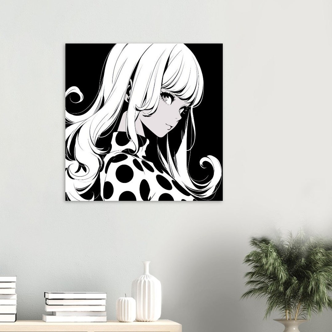 Manga Girl Wall Art, Black and White Anime Poster, Stylish Room Decor ...