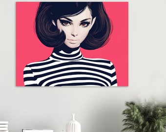 Modern Pop Art Portrait, Striking Female Illustration, Bold Colors Wall Art, Unique Home Decor, Classic Matte Paper Poster