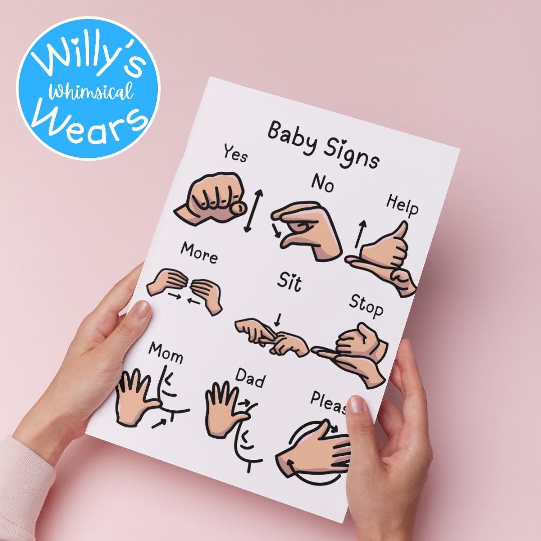 ASL Baby Sign Language Printable Poster Flashcards Signs Toddler Kids